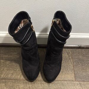 Cape Robbin Black Ankle Booties with Buckle Details